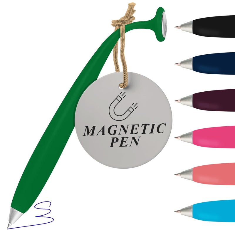 Wellspring Wiggle Writing Pens - Magnetic Pen with Built-in Magnet for Fridge Notes & Lists - Refillable Pens for Home & Office - Jade - Image 1